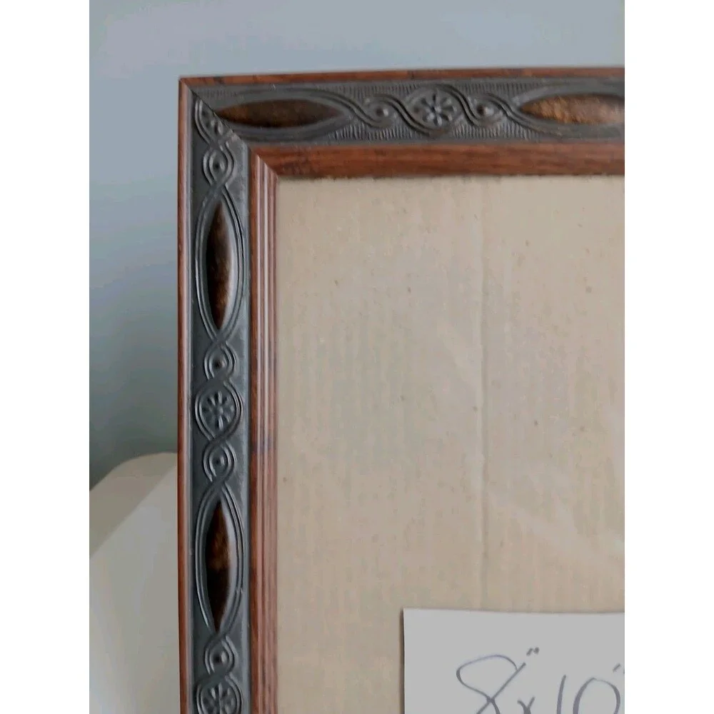 Vintage Carved Ornate Solid Wood Glass-Velvet Back 8 X 10 Photo Frame